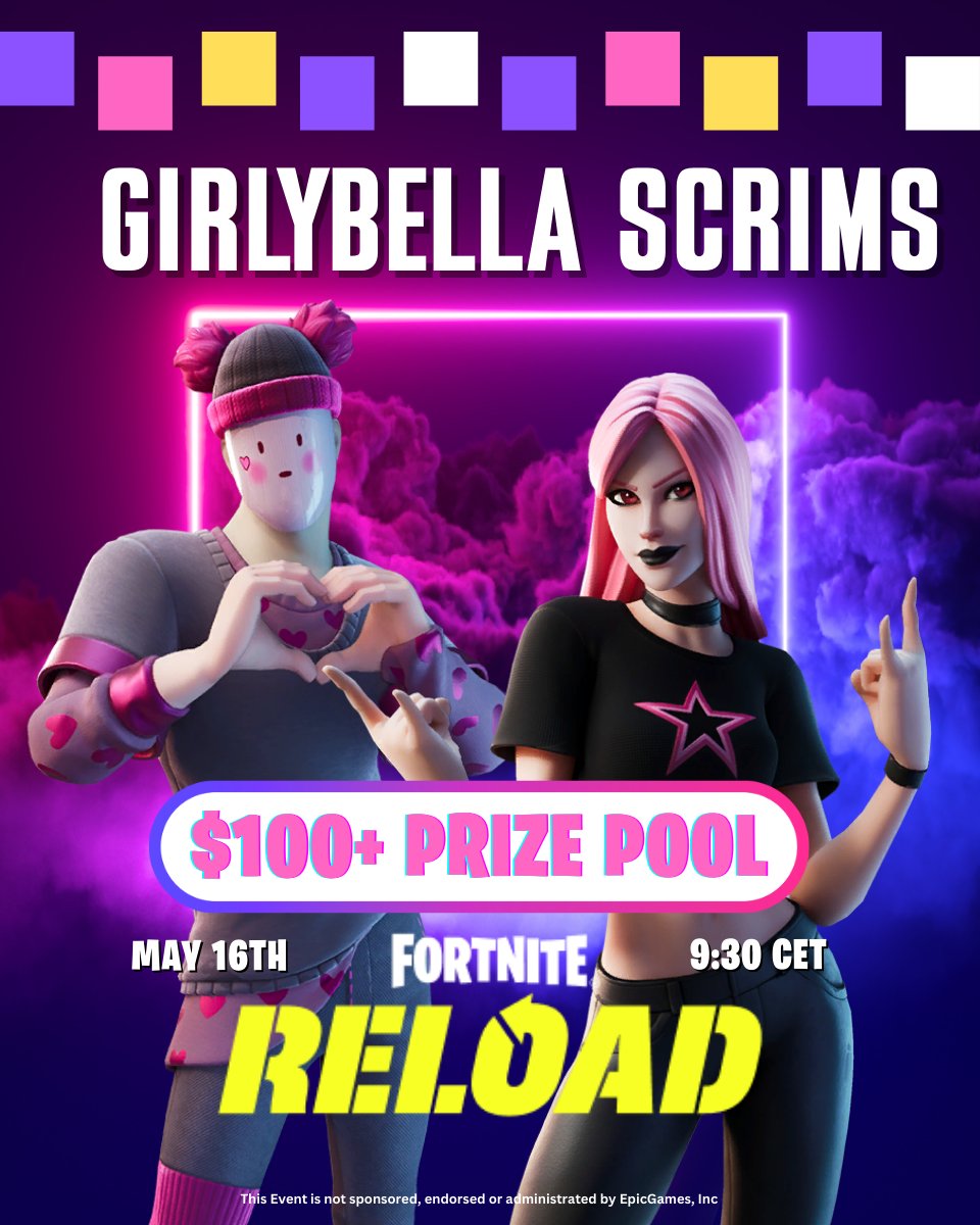GirlyBella (@igirlybella) on Twitter photo 🏆$100+ CO-ED SCRIMS🏆
✨RELOAD DUOS✨
⏰May 16TH
⚔️9:30 CET
📌To be chosen : (Invites only)
- Follow <a href="/iGirlyBella/">GirlyBella</a>
- Like & Retweet ♻️
- Reply with interest 💜
(No retweet = No invite) 🏆$100+ CO-ED SCRIMS🏆
✨RELOAD DUOS✨
⏰May 16TH
⚔️9:30 CET
📌To be chosen : (Invites only)
- Follow <a href="/iGirlyBella/">GirlyBella</a>
- Like & Retweet ♻️
- Reply with interest 💜
(No retweet = No invite)