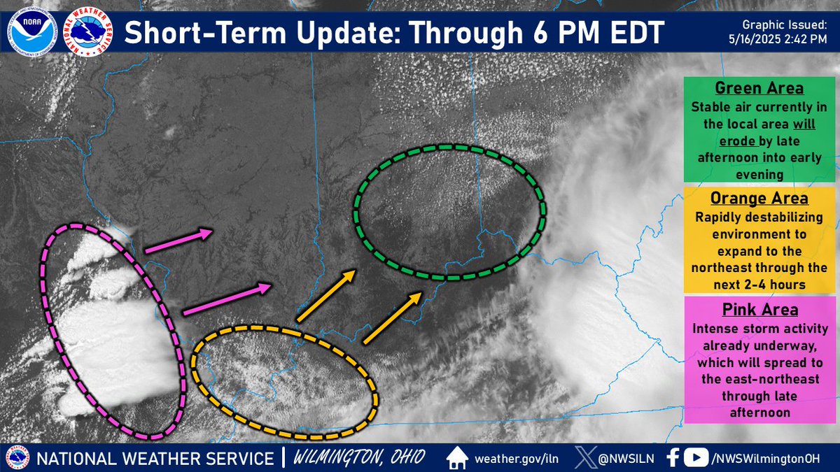 [2:45 PM] The current vis satellite (via College of Dupage) tells the story. Stable air currently entrenched in local area will be shunted out of area by late day as environment rapidly destabilizes. Intense storm activity already underway well upstream. More updates to come.