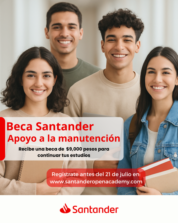 Global FCPyS (@globalfcpys) on Twitter photo Les informamos que la Beca Santander de Apoyo a la manutención 2025 está abierta. Si quieres conocer más de esta beca, así como postularte para ella lee las bases y regístrate aquí 👇
app.santanderopenacademy.com
<a href="/UNAM_FCPyS/">FCPyS-UNAM</a> <a href="/SUAYED_FCPYS/">SUAyED_FCPYS</a> Les informamos que la Beca Santander de Apoyo a la manutención 2025 está abierta. Si quieres conocer más de esta beca, así como postularte para ella lee las bases y regístrate aquí 👇
app.santanderopenacademy.com
<a href="/UNAM_FCPyS/">FCPyS-UNAM</a> <a href="/SUAYED_FCPYS/">SUAyED_FCPYS</a>