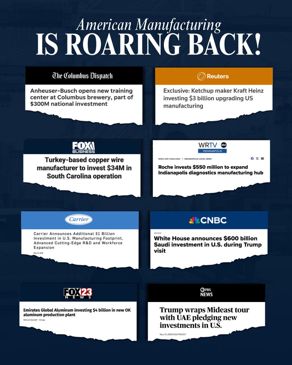 U.S. Department of Labor (@usdol) on Twitter photo Another HUGE week of wins for American Workers. Under <a href="/POTUS/">President Donald J. Trump</a>, American Manufacturing is roaring back! Another HUGE week of wins for American Workers. Under <a href="/POTUS/">President Donald J. Trump</a>, American Manufacturing is roaring back!