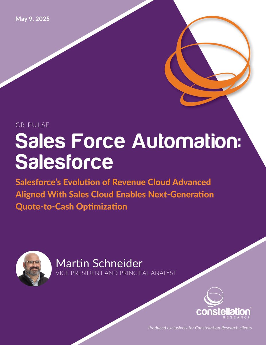 Holger Müller #EnterpriseAcceleration (@holgermu) on Twitter photo NEW CR Pulse from <a href="/CR_MSchneider/">Martin Schneider</a>! Sales Force Automation: @Salesforce bit.ly/44yrDIz Salesforce’s evolution of revenue cloud advanced aligned with sales cloud enables next-generation quote-to-cash optimization – get all the details on the report today! NEW CR Pulse from <a href="/CR_MSchneider/">Martin Schneider</a>! Sales Force Automation: @Salesforce bit.ly/44yrDIz Salesforce’s evolution of revenue cloud advanced aligned with sales cloud enables next-generation quote-to-cash optimization – get all the details on the report today!