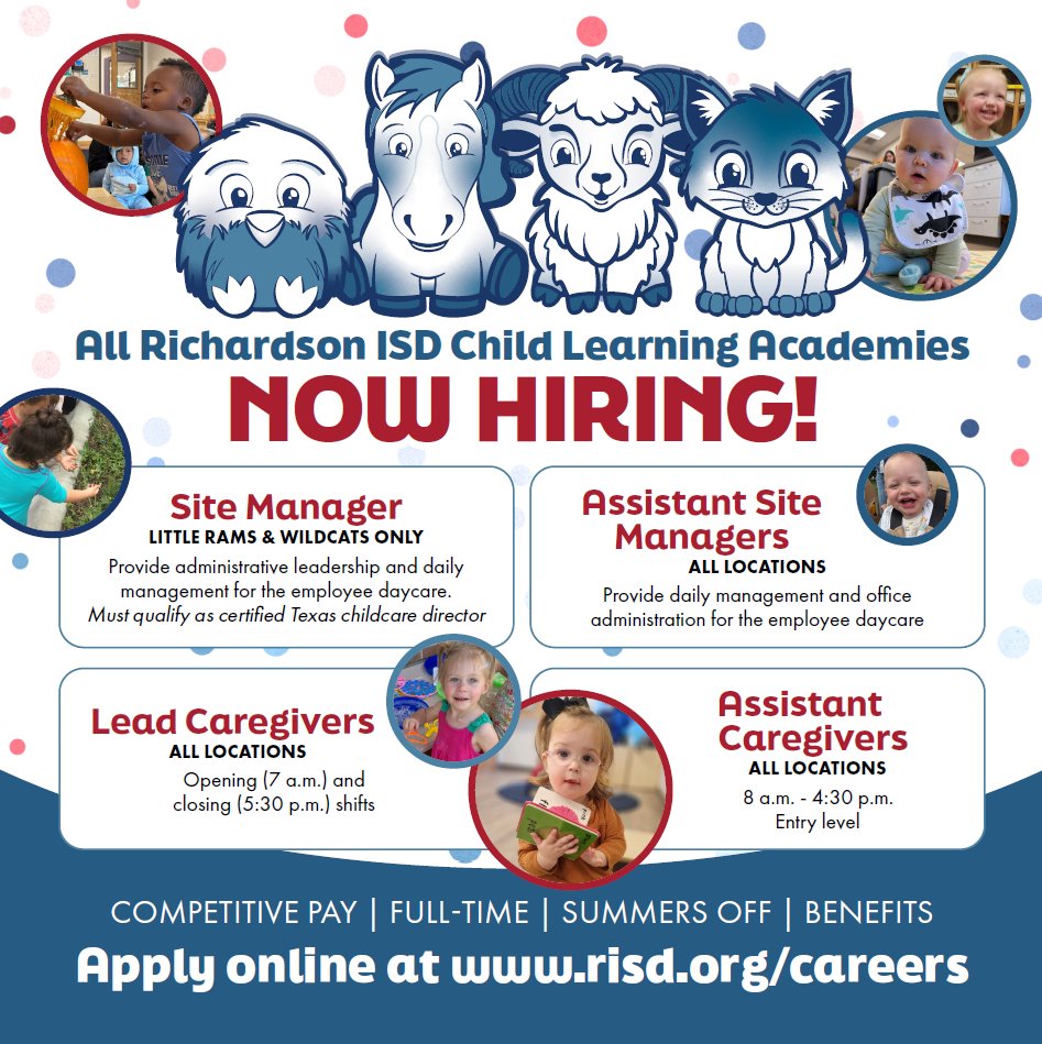 RISDecs (@risdecs) on Twitter photo Can you #RISDBeTheOne <a href="/RichardsonISD/">Richardson ISD</a> to take care of our littlest learners. Apply today and join our amazing team! risd.org/careers Can you #RISDBeTheOne <a href="/RichardsonISD/">Richardson ISD</a> to take care of our littlest learners. Apply today and join our amazing team! risd.org/careers