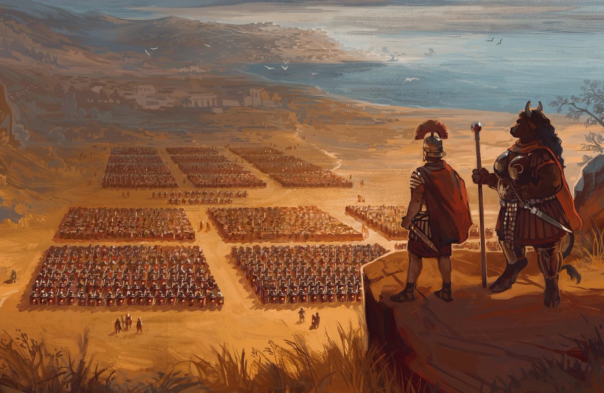sybarite_style's tweet image. "For these I set no bounds in space or time; but have given empire without end. Masters of the world, the toga-clad Romans" - Jupiter's Prophecy, the Aeneid
Numerius and Nihea overlooking a Field of Mars. By @ShanikaFaceless