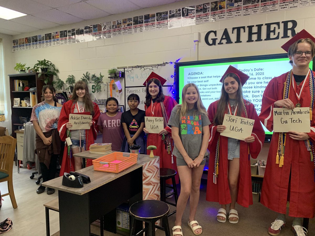 LessonsWithMsC's tweet image. Some of our pen pals from @CHS_Warriors walked the senior walk today! @CherokeeSchools