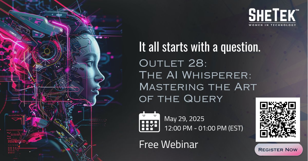 It's not just the inquiry you put into an #AIprompt - it's how you phrase it. Different ways get different responses. Grow your prompt skills at our #FREEwebinar. Grab your spot today!

bit.ly/STAIWhisperer

#SheTek #ArtificialIntelligence #PromptEngineering #AITraining