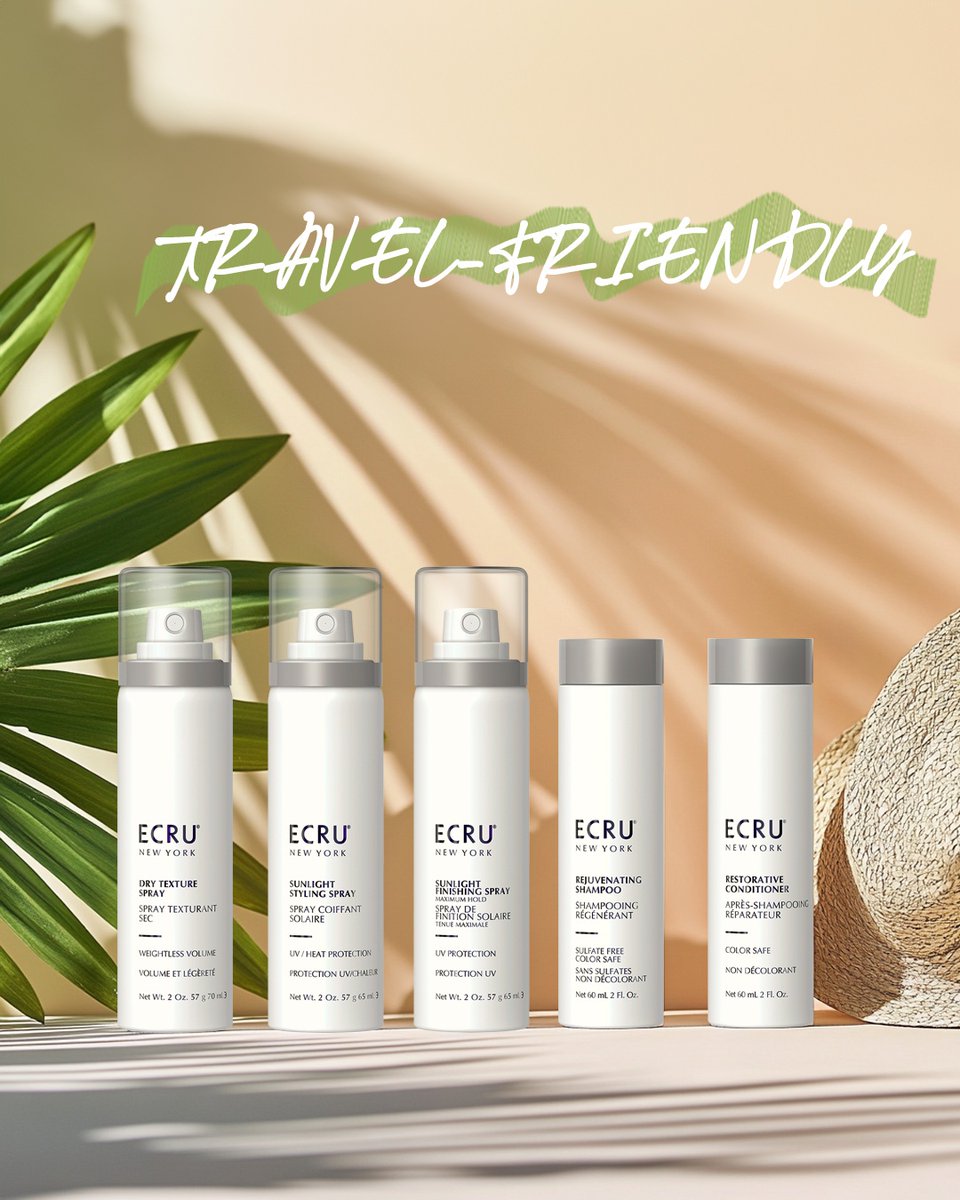 ECRUNewYork's tweet image. Ready, set, jet! ✈️ Memorial Day weekend is around the corner—don’t forget to pack your travel-size hair must-haves. Same pro performance, just more carry-on friendly. 💼✨⁠Shop Now at ecrunewyork.com/shop
#haircare #travelsize #travelfriendly #ecrunewyork