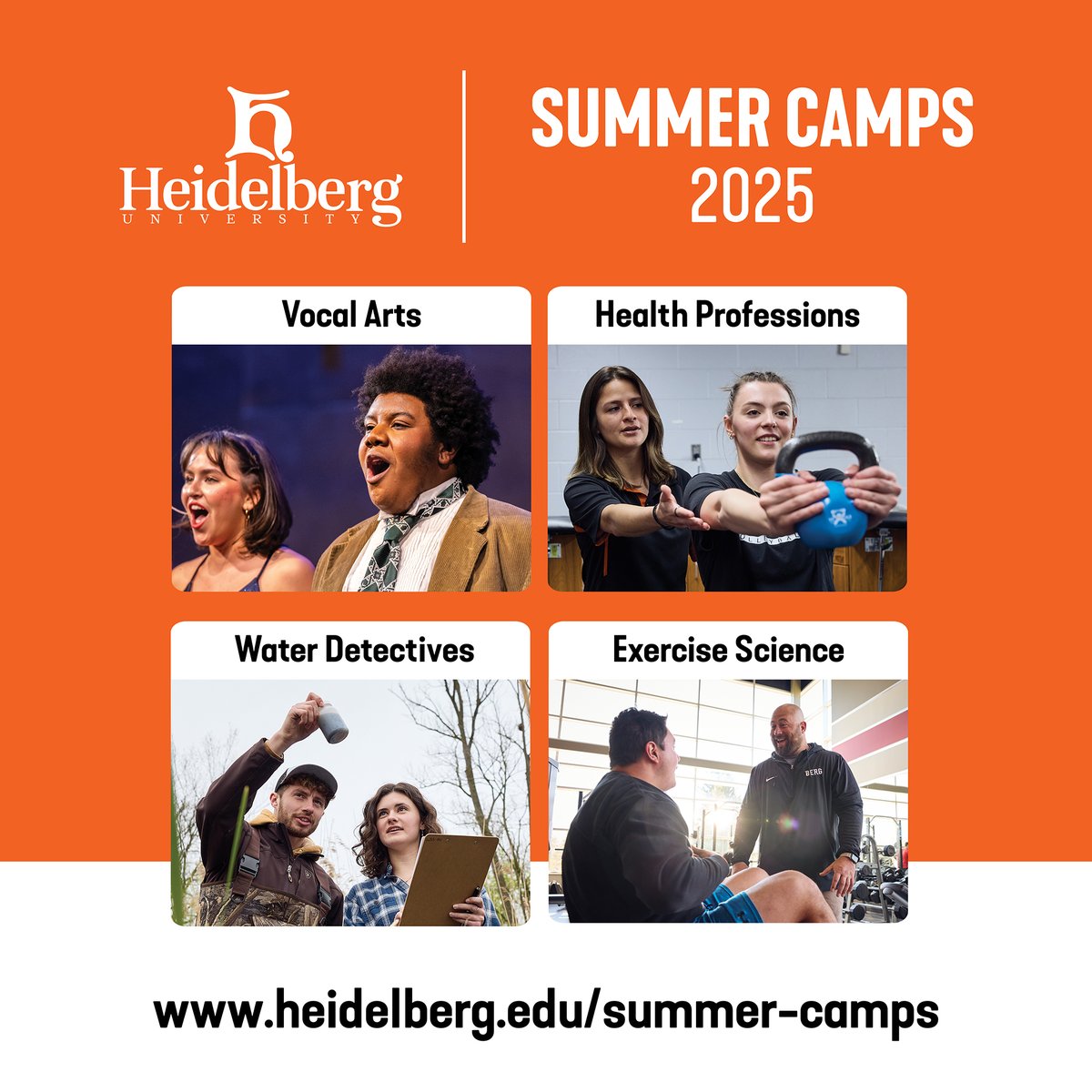 ☀️This July, Heidelberg University is offering summer camps for high schoolers providing hands-on learning and skill development in vocal arts, healthcare, water research, and exercise science! Don't miss out on this opportunity!

⛺More Info:
heidelberg.edu/summer-camps