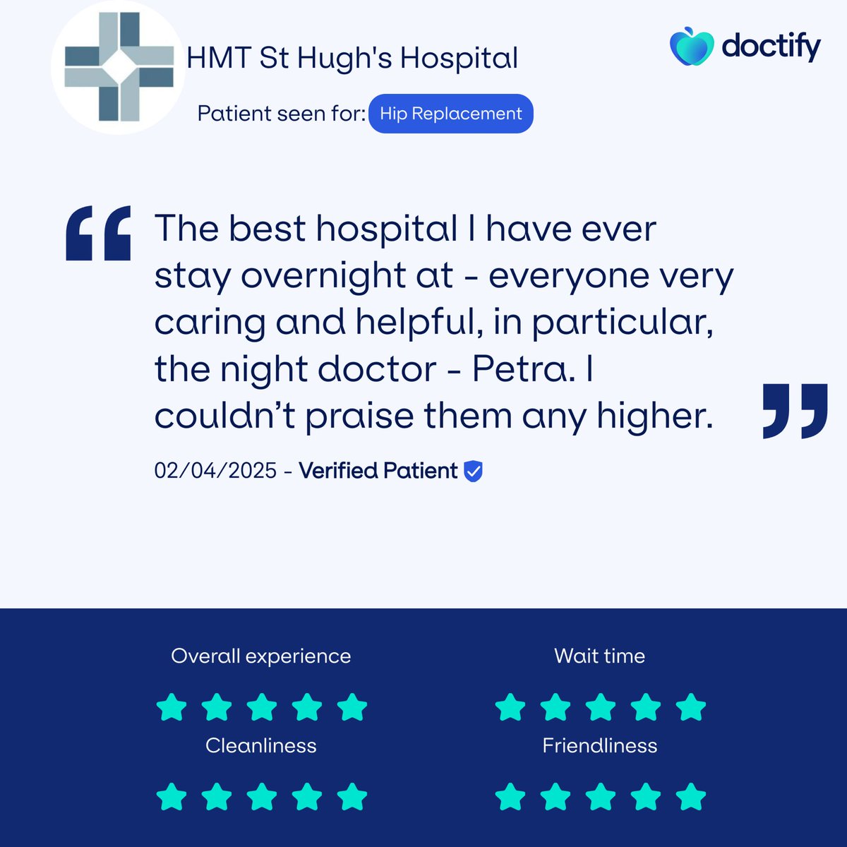 HMTStHughs's tweet image. "The best hospital I have ever stayed in overnight"

Some incredible feedback to receive from a recent patient, and we're delighted to hear that our staff members were as caring and helpful as possible 💙

#Doctify | #patientreview | #patientcare | #healthcare | @doctifyuk