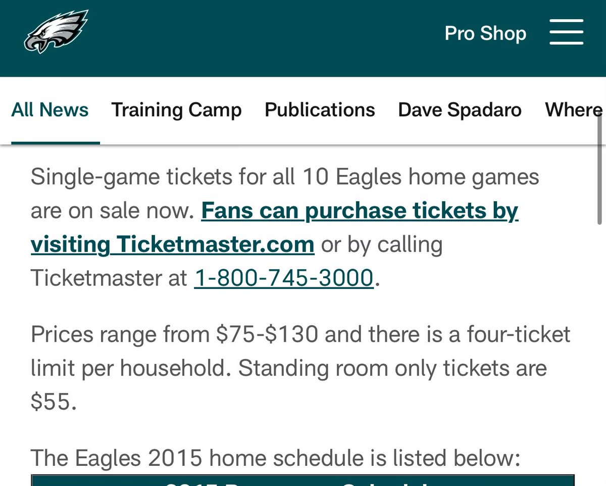 PHLEaglesNation's tweet photo. 10 Years Ago This Week: The #Eagles released their ticket prices for the 2015-16 season. They started at $75 for upper level, and maxed-out at $130 for lower bowl. Standing Room Only was just $55.

🥴🥴🥴🥴🥴🥴 https://t.co/y3bJTrlgOu