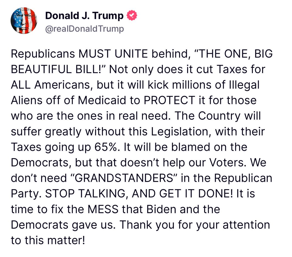 Hey Donald,

Since your "big, beautiful bill" turned out to be one big bust in committee, you might want to consider the following ... (🧵)