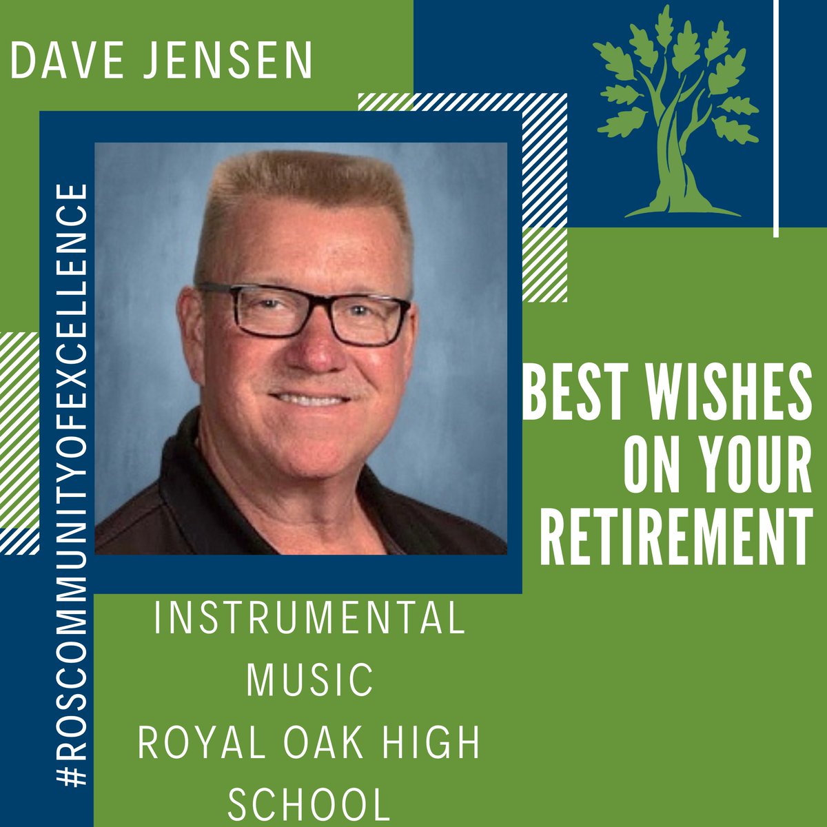royaloakschools's tweet photo. ๐ถ After 29 amazing years, Mr. David Jensen is retiring! His passion for music and dedication to students have shaped Royal Oakโs music program. Thank you for everything! ๐๐ #ROSCommunityofExcellence #ThankYouMrJensen #ROHSMusic https://t.co/M0cJPHKtQ0