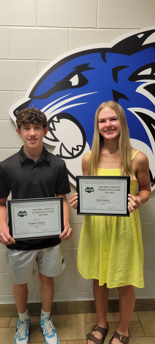 Congratulations to our Archie Griffin Sportsmanship Award winners for the 24/25 school year.   Elle &amp; Palmer, job well done!   Congrats to the other semi-finalists also - Addison, Tucker, Harper, &amp; Peyton - 6 of the very best kids you could be associated with!   #Widcatway