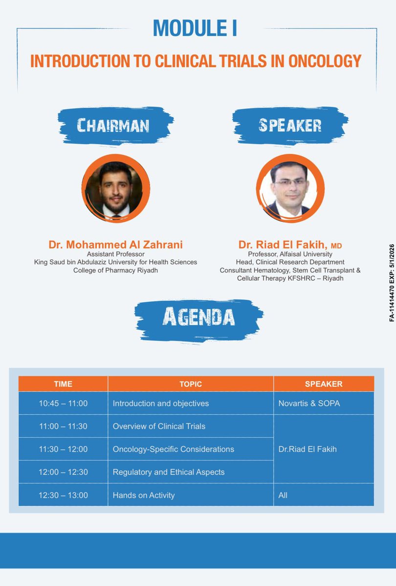 📢 Announcement!

SOPS would like to extend the invitation to our first activity

- The INFINITE KNOWLEDGE: Clinical Pharmacists Chain of Events for Sharing Knowledge series

🎯 Intro to Clinical Trials in Oncology
🗓️ Sat, May 17 
🕥 10:45 AM – 1:00 PM

Speaker: Dr. Riad El Fakih