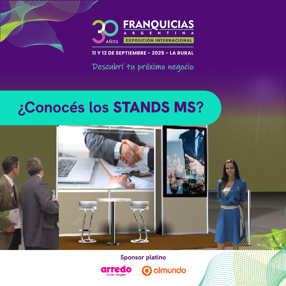 expofranquic's tweet photo. 👉 ¿Ya conocés los STANDS MS?
¡Todo lo que necesitás para destacar en la expo está incluido! 
✔️ Mostrador o Mesa Alta
✔️ Pantalla LCD vertical de 50''
✔️ Spots de iluminación + toma corriente
✔️ Gráfica personalizada
✔️ Cenefas con el nombre de tu empresa
✔️ Alfombra y taburetes https://t.co/gv7wa9PI0O