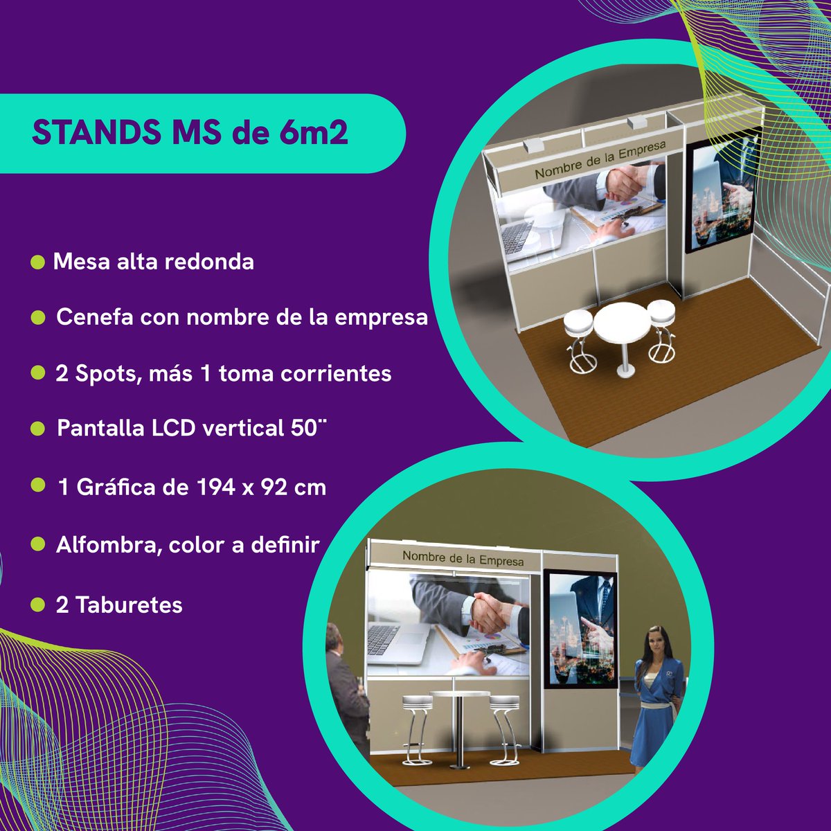 expofranquic's tweet photo. 👉 ¿Ya conocés los STANDS MS?
¡Todo lo que necesitás para destacar en la expo está incluido! 
✔️ Mostrador o Mesa Alta
✔️ Pantalla LCD vertical de 50''
✔️ Spots de iluminación + toma corriente
✔️ Gráfica personalizada
✔️ Cenefas con el nombre de tu empresa
✔️ Alfombra y taburetes https://t.co/gv7wa9PI0O