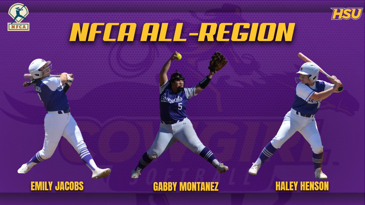 Congratulations to Cowgirls Emily Jacobs, Gabby Montanez, and Haley Henson on being named All-Region by the National Fastpitch Coaches Association!