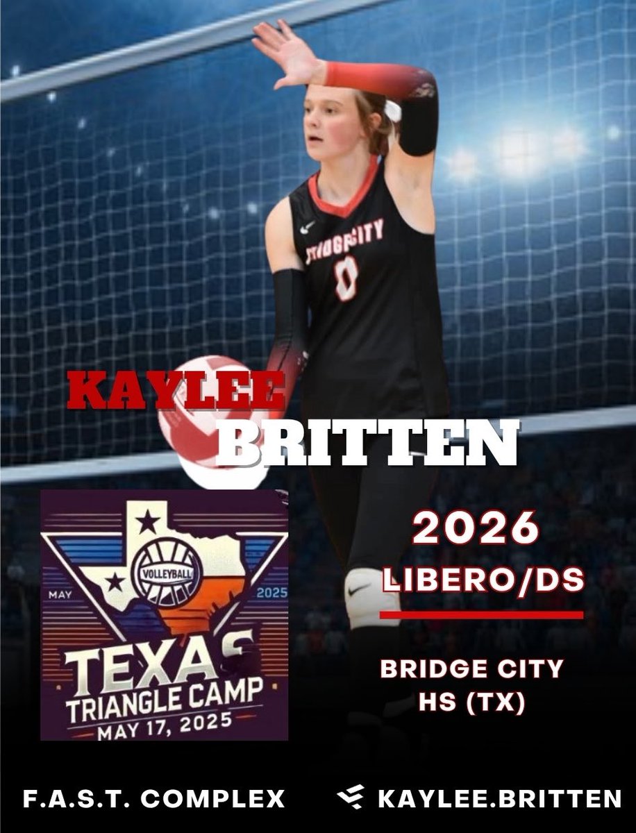 Kaylee Britten (@kaylee_britten) on Twitter photo Come see me at Texas Triangle Camp tomorrow at FAST Complex!! So excited for some great exposure and reps!
<a href="/BC_Vball/">Bridge City Volleyball</a> <a href="/PrepDig/">Prep Dig ๐</a> <a href="/4StateSports1/">4 State Sports</a> <a href="/angelostatevb/">Angelo State Volleyball</a> <a href="/VolleyballEfc/">Eastfield Volleyball</a> @DBU_Volleyball <a href="/BlinnVolleyball/">Blinn Volleyball</a> <a href="/UTDallasVB/">UT Dallas Volleyball</a> Come see me at Texas Triangle Camp tomorrow at FAST Complex!! So excited for some great exposure and reps!
<a href="/BC_Vball/">Bridge City Volleyball</a> <a href="/PrepDig/">Prep Dig ๐</a> <a href="/4StateSports1/">4 State Sports</a> <a href="/angelostatevb/">Angelo State Volleyball</a> <a href="/VolleyballEfc/">Eastfield Volleyball</a> @DBU_Volleyball <a href="/BlinnVolleyball/">Blinn Volleyball</a> <a href="/UTDallasVB/">UT Dallas Volleyball</a>
