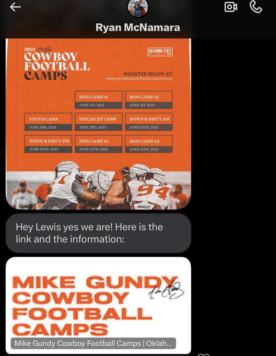 Thank you coach <a href="/CoachMcNamara9/">Ryan McNamara</a> for the camp invite 🫱🏼‍🫲🏿#cowboyturnup🤠<a href="/PrepRedzoneLA/">Prep Redzone Louisiana</a> <a href="/catapultsports/">Catapult</a> <a href="/UncommitedFBall/">The Uncommitted Football</a> <a href="/TheUCReport/">Billy Tucker</a> <a href="/RivalsCamp/">Rivals Camp Series</a> <a href="/DemetricDWarren/">Demetric D. Warren</a> <a href="/LAvsAllYall/">Louisiana vs. All Y’all</a> <a href="/MandevilleFB/">MandevilleFB</a> <a href="/youareathlete/">You Are Athlete</a>