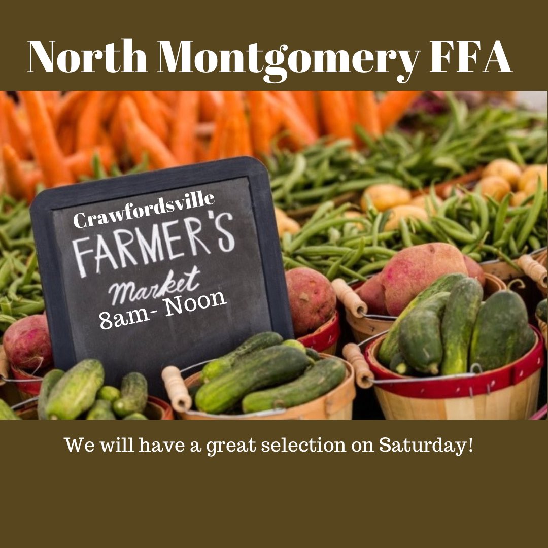 FFA members Brody and Kellen  will be at the Crawfordsville Farmers Market tomorrow! This is our last Saturday at the market!
