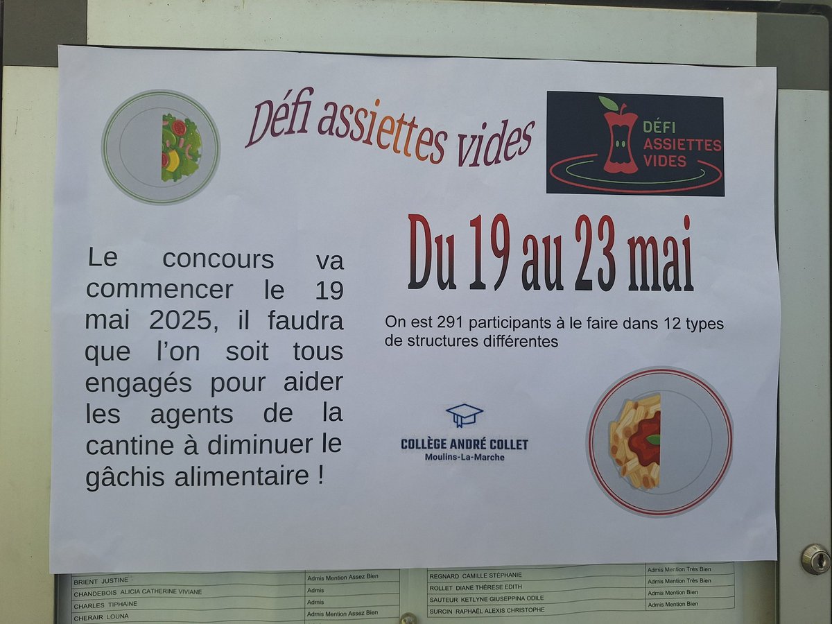 Les écodélégués ont réalisé des affiches pour annoncer le "Défi assiettes vides" toute la semaine prochaine.
Nous espérons, avec les agents, que tout le monde fera encore plus attention à limiter/éviter au max le gâchis et la quantité de déchets ! 🍽 💪
<a href="/ac_normandie/">Académie de Normandie</a> <a href="/dsden61/">DSDEN61</a>