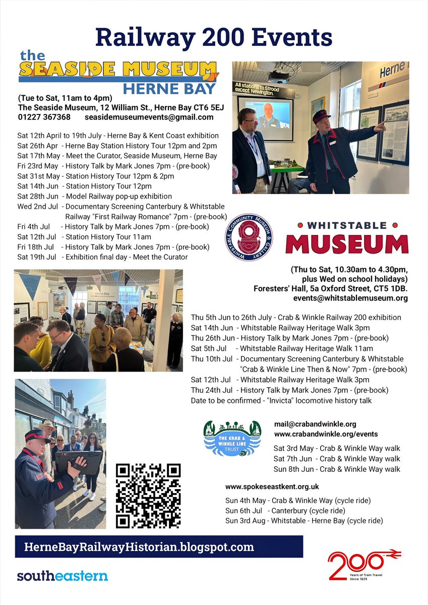 Herne Bay Railway Historian (@hernebayrailway) on Twitter photo Anyone coming along to the <a href="/seasidemuseum/">theSeasideMuseum</a>, Herne Bay, for the Railway 200 exhibition, we have a good selection of railway merchandise and used OO gauge model trains, with
Meet the Curator Sat 17th May,
+ History Talk on Fri 23rd May at 7pm,
The exhibition runs until 19th July Anyone coming along to the <a href="/seasidemuseum/">theSeasideMuseum</a>, Herne Bay, for the Railway 200 exhibition, we have a good selection of railway merchandise and used OO gauge model trains, with
Meet the Curator Sat 17th May,
+ History Talk on Fri 23rd May at 7pm,
The exhibition runs until 19th July