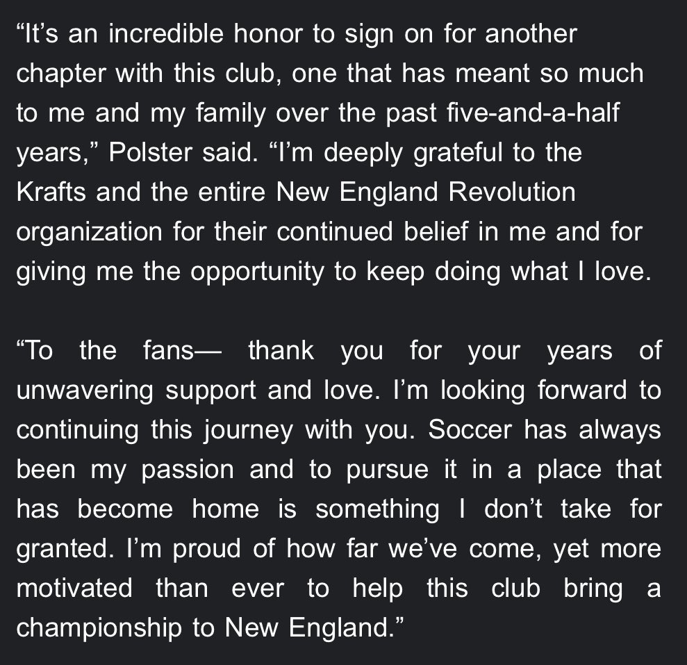 SethMan31's tweet image. Heartfelt message from Matt Polster, who has been with the #NERevs since 2020.

“To the fans— thank you for your years of unwavering support and love. I’m looking forward to continuing this journey with you.”