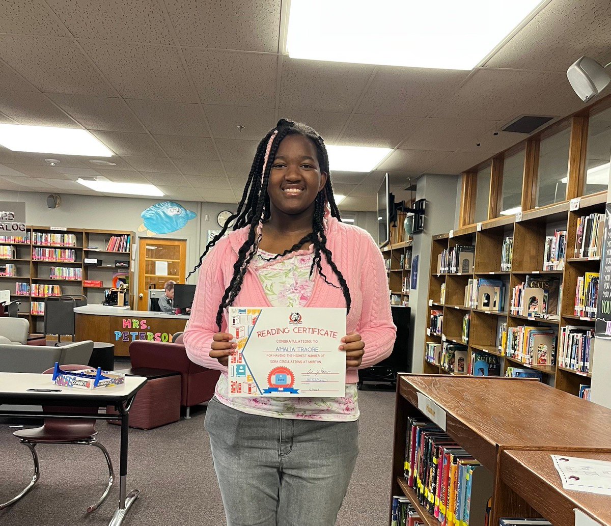 OPS Morton Middle (@ops_morton) on Twitter photo Congrats to Amalia! She received a certificate from <a href="/MMMSLibrary/">Morton Library</a> for the most <a href="/Sorareadingapp/">Sora, by OverDrive Education</a> checkouts this school year! Way to go Amalia! Keep reading! #BeMoreBeMorton #MortonReads πβ₯οΈπΎ Congrats to Amalia! She received a certificate from <a href="/MMMSLibrary/">Morton Library</a> for the most <a href="/Sorareadingapp/">Sora, by OverDrive Education</a> checkouts this school year! Way to go Amalia! Keep reading! #BeMoreBeMorton #MortonReads πβ₯οΈπΎ