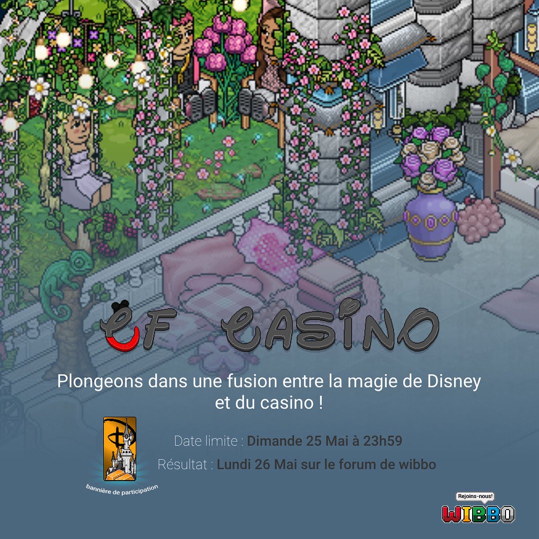 WibboORG's tweet photo. Concours Fusion Casino👑 

Un nouveau concours viens d’arriver, laissez parler votre imagination ! 
Plongeons dans une fusion entre la magie de Disney et du casino. ✨ 

Tous les participants repartiront avec une bannière inédite !

Retrouvez toutes les infos dans les articles https://t.co/nv7OCw1yl4