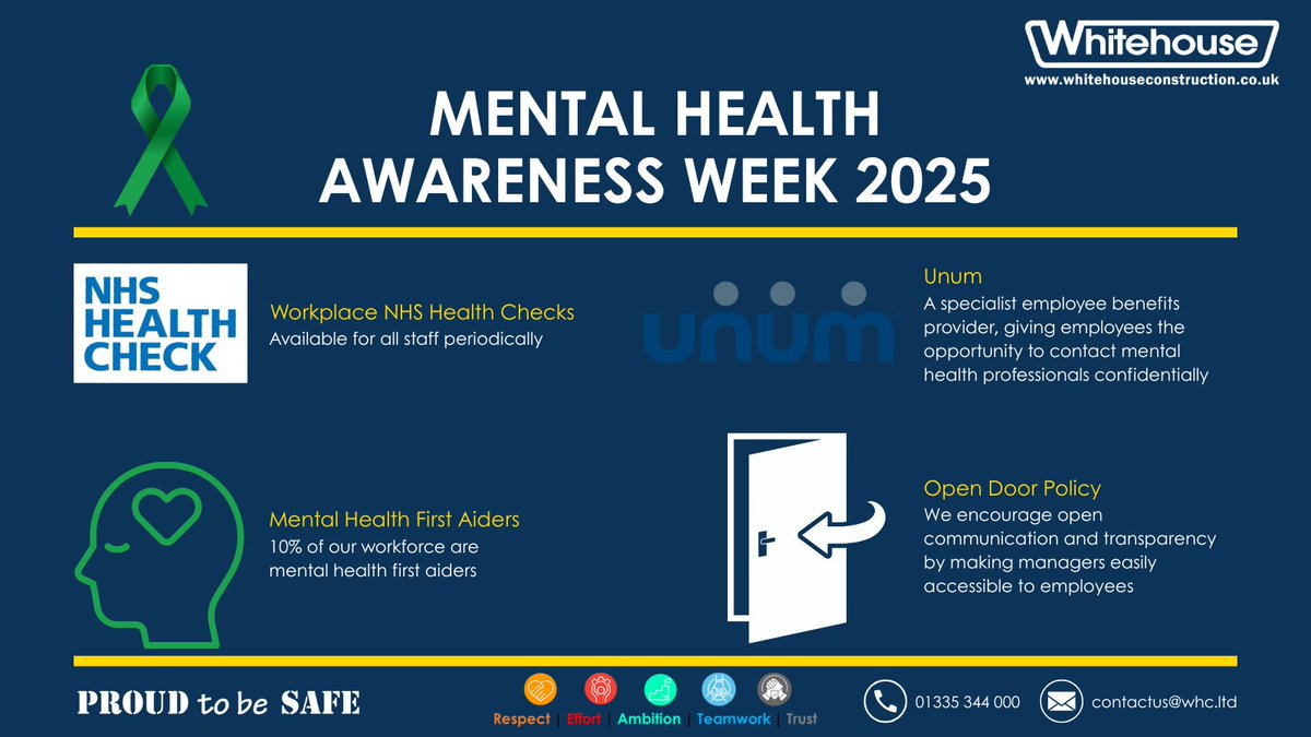 At Whitehouse, we’re building more than infrastructure — we’re building a culture that supports mental well-being. 🧠💚
This Mental Health Awareness Week, we’re reminding our team &amp; industry that strong foundations start within. Let’s break the stigma &amp; support one another.