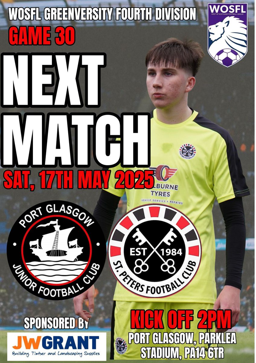 St Peters FC (WoSFL) (@spfc_wos) on Twitter photo Join us tomorrow as we play our last game of the season to title challenging <a href="/port_juniors/">Port Glasgow Junior Football Club</a> Join us tomorrow as we play our last game of the season to title challenging <a href="/port_juniors/">Port Glasgow Junior Football Club</a>