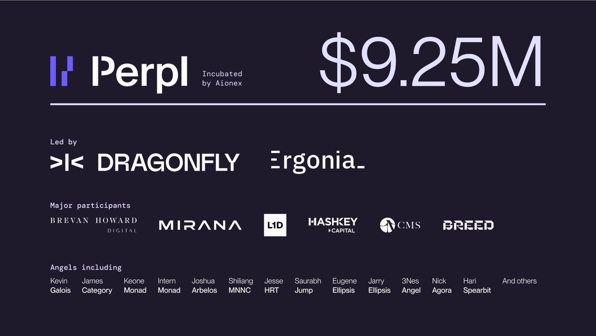0xD3n's tweet photo. now part of the @monad_xyz ecosystem @perpltrade 

incubated by @aionex, merges decades of market-making mastery with cutting-edge EVM engineering—crafted to redefine efficiency in DeFi.

secure $9.25M lead by @dragonfly_xyz &amp; @HashKey_Capital, and another top tier investor. https://t.co/qlq3Ebd8xH