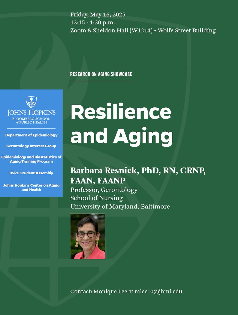 As part of our annual Research on Aging Showcase, <a href="/MarylandNursing/">UMSON</a>'s Barbara Resnick, will present "Resilience and Aging."