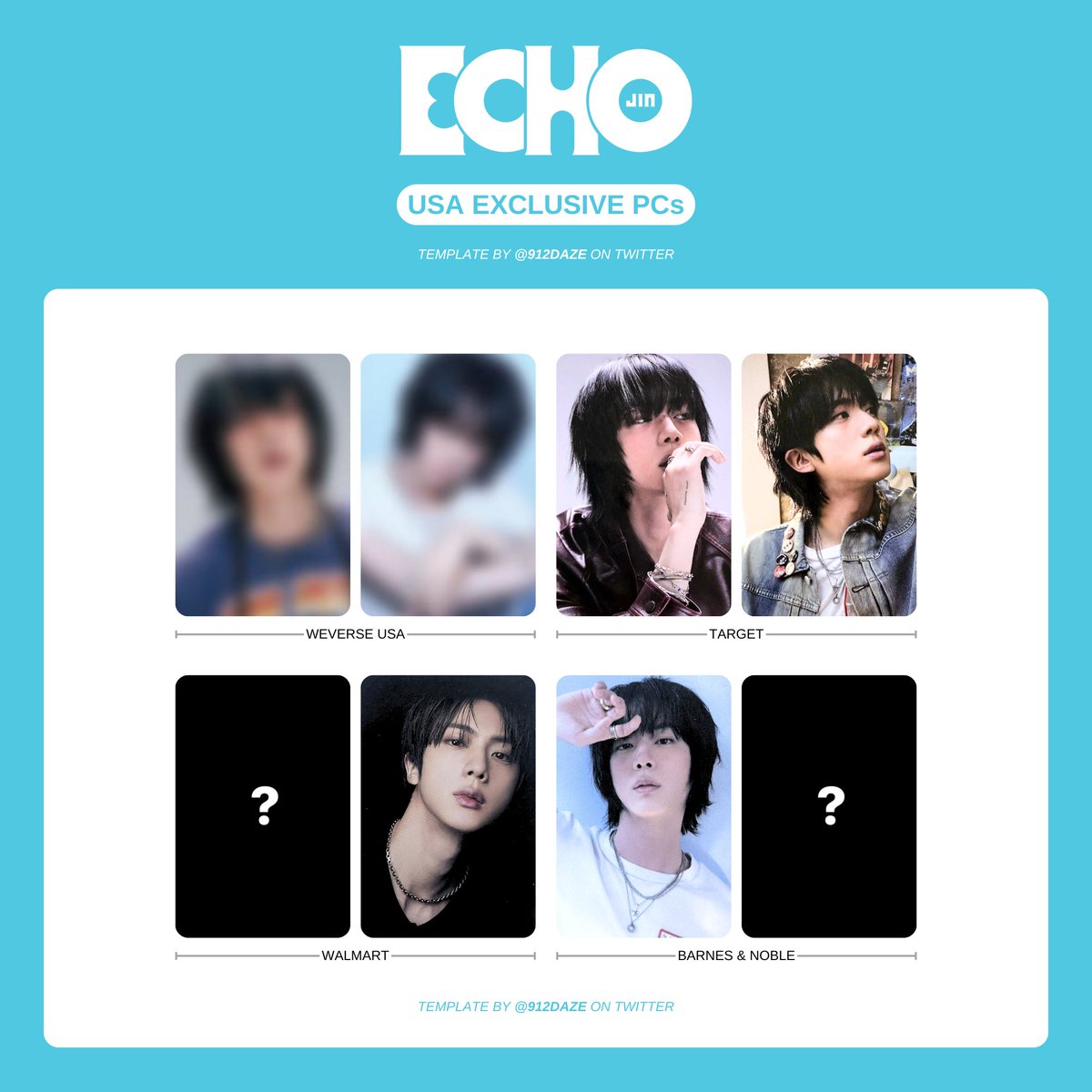 【最終値下げ】　JIN BTS ECHO Walmart トレカ ジン　US LET'S GOOOO Jin Echo USA Exclusive PCs filled in! Now just Weverse