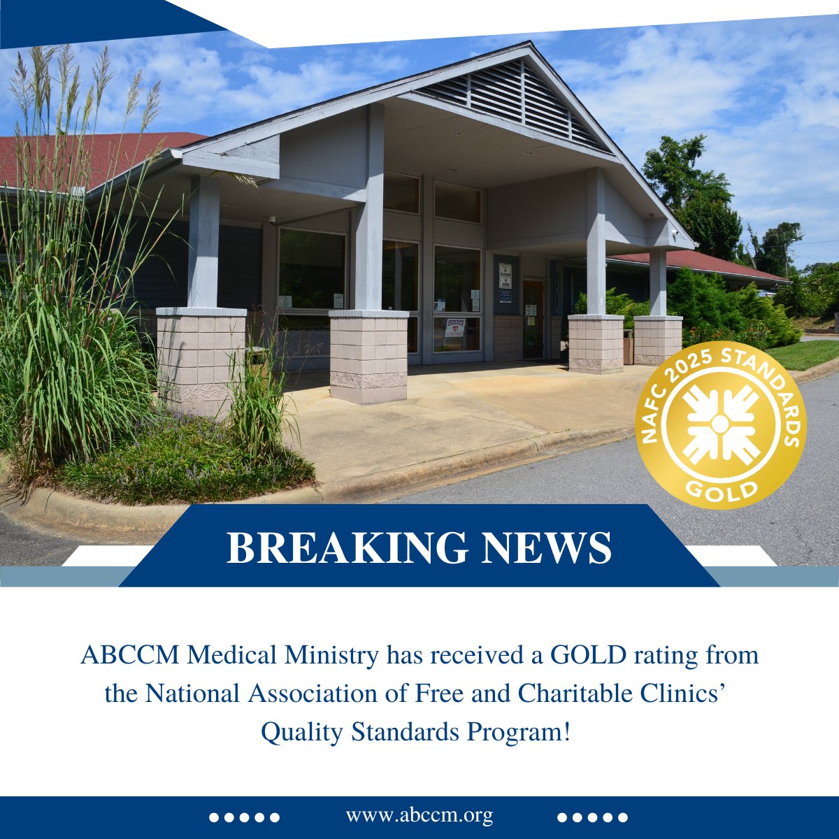 ABCCM (@abccmofficial) on Twitter photo Our Medical Ministry earned a 2025 Gold Rating from the <a href="/NAFClinics/">National Association of Free & Charitable Clinics</a> Quality Standards Program. This recognition affirms the heart of our Medical Ministry: to serve our neighbors with excellence, dignity, and hope.
#ABCCM #NAFC #GoldRating Our Medical Ministry earned a 2025 Gold Rating from the <a href="/NAFClinics/">National Association of Free & Charitable Clinics</a> Quality Standards Program. This recognition affirms the heart of our Medical Ministry: to serve our neighbors with excellence, dignity, and hope.
#ABCCM #NAFC #GoldRating
