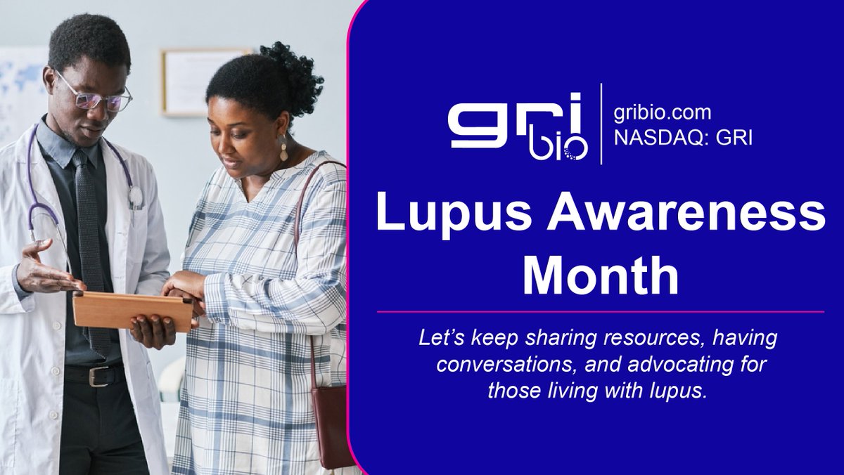 GRI Bio, Inc. (@gri_bio) on Twitter photo Halfway through #Lupus Awareness Month!
Letās turn this awareness into action. Keep sharing resources, having conversations and advocating for those living with lupus. The more we know, the more we can do.
Learn more: bit.ly/3Lk8csv
$GRI <a href="/LupusOrg/">Lupus Foundation of America</a> #MakeLupusVisible Halfway through #Lupus Awareness Month!
Letās turn this awareness into action. Keep sharing resources, having conversations and advocating for those living with lupus. The more we know, the more we can do.
Learn more: bit.ly/3Lk8csv
$GRI <a href="/LupusOrg/">Lupus Foundation of America</a> #MakeLupusVisible