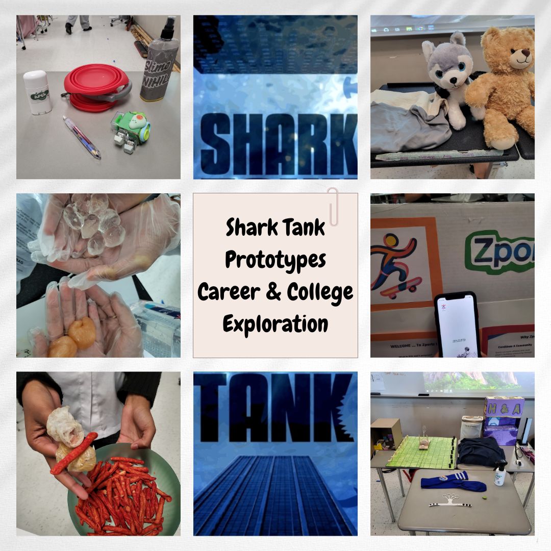 MrsJBellRMJH's tweet photo. 🎭l💻 Check out our Eagles' prototypes for their Shark Tank projects. Students created slime removers, to edible water and edible gloves, to a sports app and more. https://t.co/qC4q2B6IVW