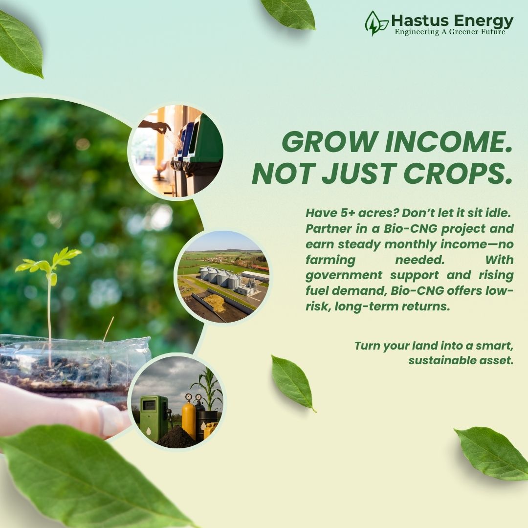 HastusEnergy's tweet image. Got 5+ acres? It’s time to think beyond farming.
Turn your land into a smart, sustainable asset by partnering in a Bio-CNG project.

✅ No farming needed
✅ Monthly income with government support
✅ Low risk, long-term returns

#GreenReturns  #BioCNGIndia #HastusEnergy