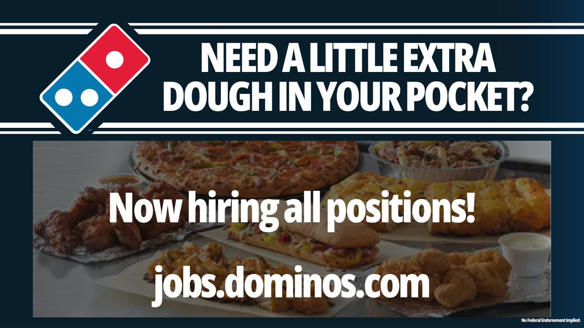 FtGordonMWR's tweet image. Domino's Pizza is hiring for all positions! Need a summer job? Visit jobs.dominos.com to apply!

#MWRAdvertising #summerjob #nowhiring