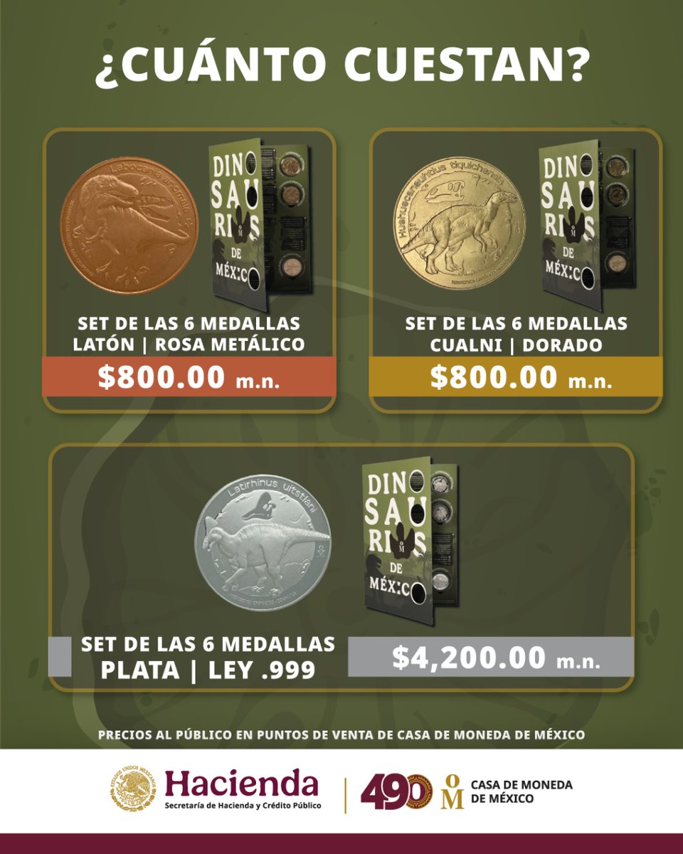 CasadeMonedaMx's tweet image. 🦖 ¡Coleccionistas del Cretácico, atentos!
La colección DINOSAURIOS DE MÉXICO llega este 21, 22 y 23 de mayo 
📍 Sucursales CDMX y SLP
💳 Solo con tarjeta
⚠️ Solo una compra por persona:
👉 4 sets de metales industriales o 1 set de plata 🔥
#DinosauriosDeMéxico