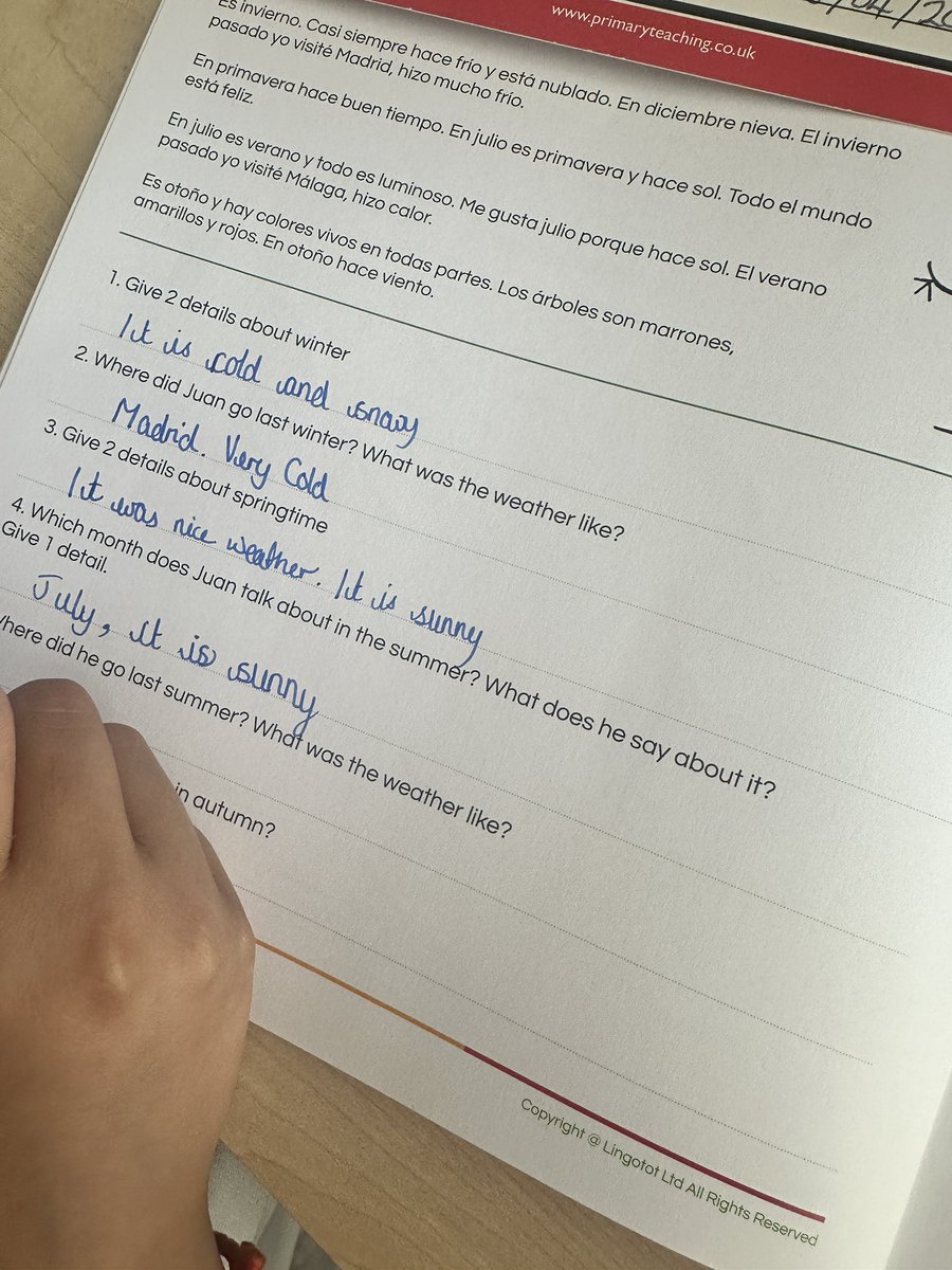 lingototSarah's tweet photo. Assessment week with our YR5 classes this week!  I love that we give them challenging tasks to complete which test their vocabulary knowledge plus gives them a huge range of adjectives and introduces them to the past tense!  All this and they are only in YR5!

#primarymfl https://t.co/Qo9MWdu1ra