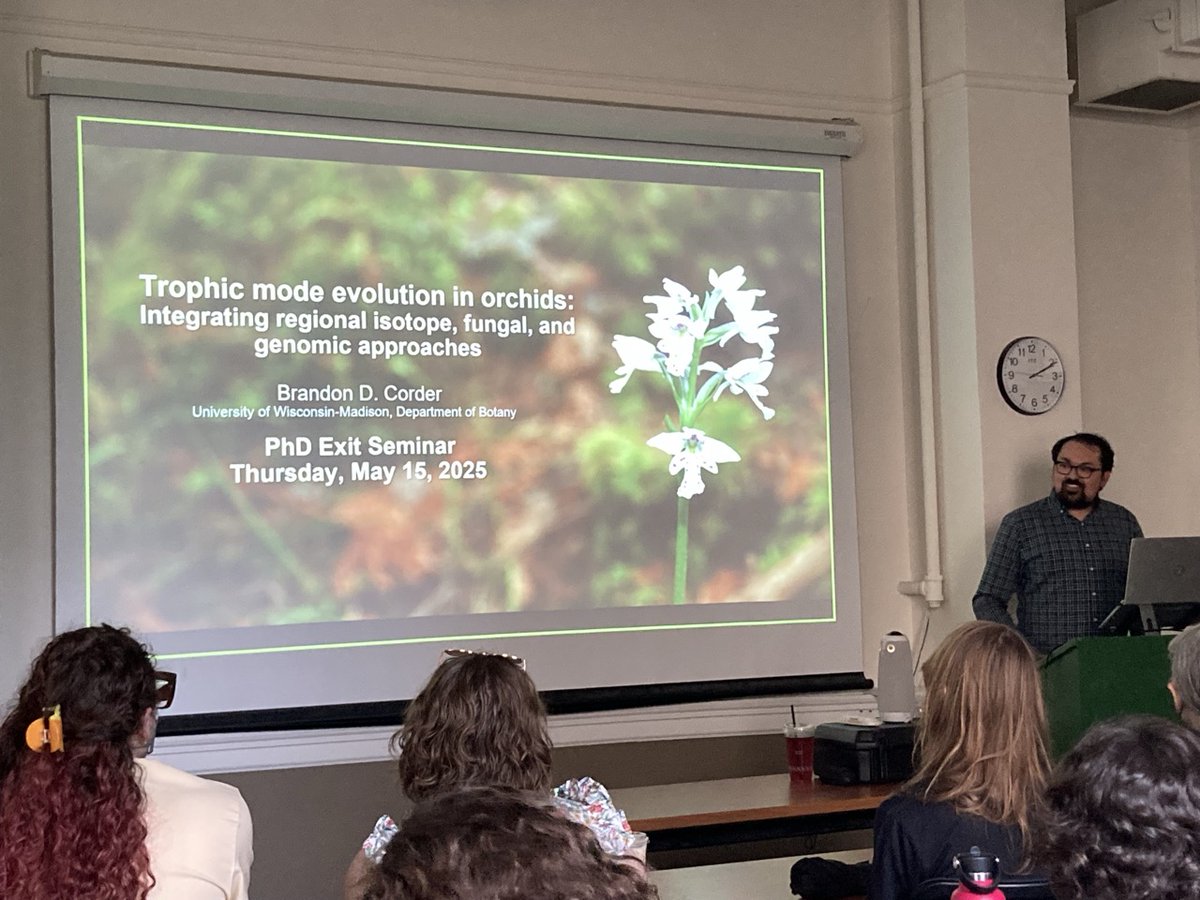 🎉Congratulations to Brandon Corder who gave his PhD exit seminar yesterday, "Trophic mode evolution in orchids: Integrating regional isotope, fungal, and genomic approaches"