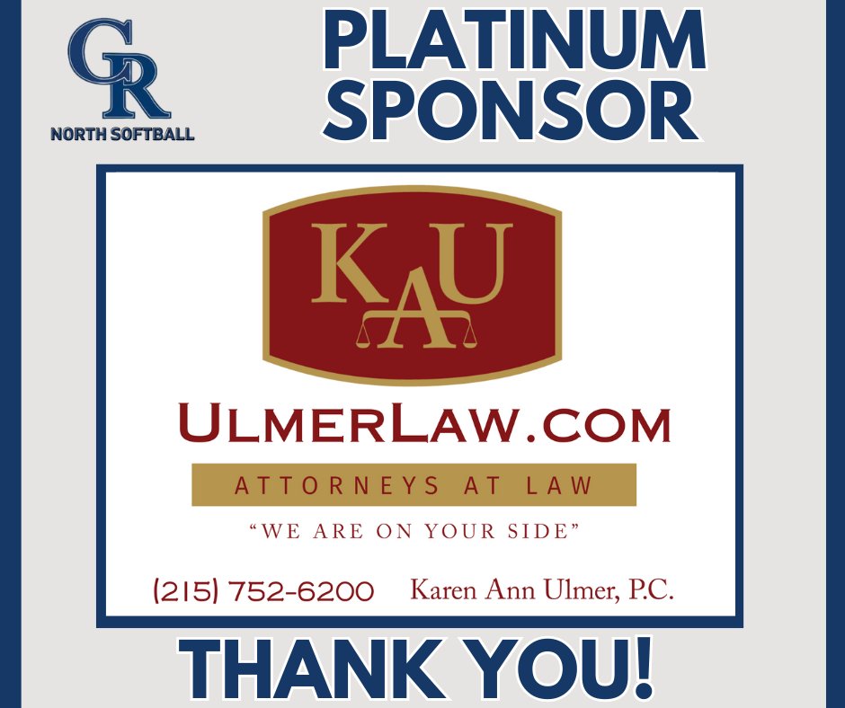 🥎🥎 A HUGE thank you to our Platinum Sponsor – Karen Ulmer Law! Your support makes our RUN into the postseason even sweeter!  We’re so grateful to have you on our team!
#PlatinumSponsor #KarenUlmerLaw #NorthSoftball #SoftballSeason #PostseasonBound #GirlsWhoPlayHard