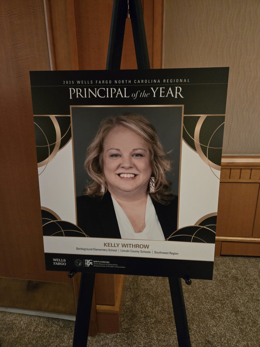 Today we celebrate our NC State Principal of the Year. I am 🍀 to be here supporting our <a href="/NC_LCS/">LCSNC</a> &amp; Region 6 winner Battleground ES Principal Kelly Withrow. So proud she gets 2 represent us today. Pu lic education will be celebrated today no matter who wins.
#LeadershipMatters