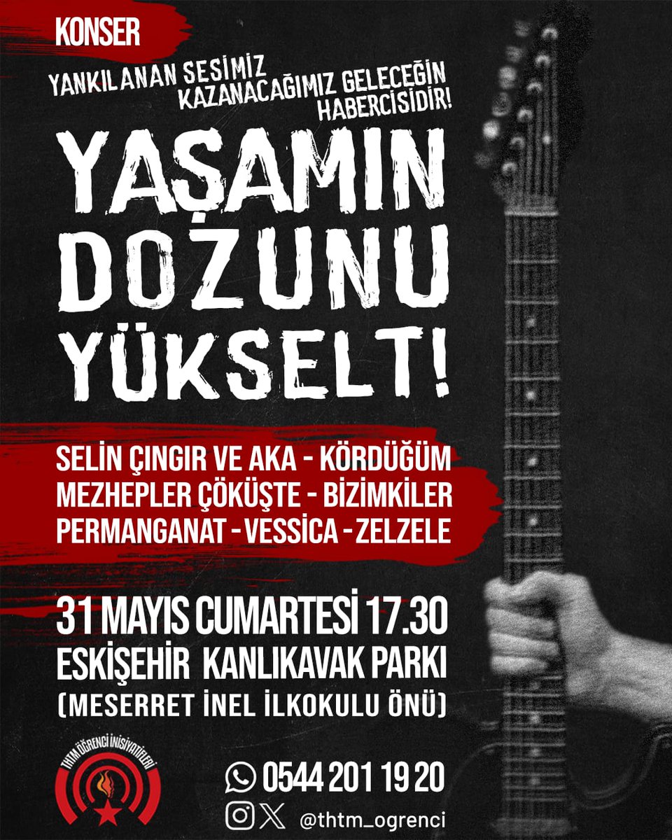 YANKILANAN SESİMİZ KAZANACAĞIMIZ GELECEĞİN HABERCİSİDİR!
Daha güçlü ve hep beraber;
YAŞAMIN DOZUNU YÜKSELT!

Eşitlikten, özgürlükten, ülkemizin bağımsızlığından taraf olan, ayağa kalkan Cumhuriyetçi öğrencileri 31 Mayıs’ta Eskişehir’de buluşmaya çağırıyoruz.

Zorbaların karşımıza