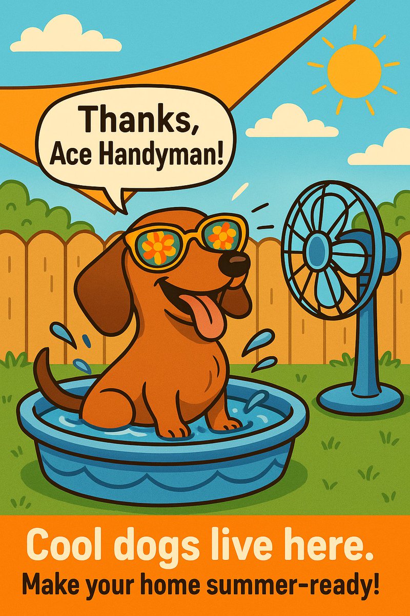 HandymanFW's tweet photo. Hot Dog Days of Summer? Not on Our Watch!

At Ace Handyman Services, we care about every member of your household—including the four-legged ones! Here are a few quick tips to help your pup stay cool this summer:

• Plenty of fresh, cool water (ice cubes = bonus fun)
• Shady... https://t.co/S00pxoAtaO