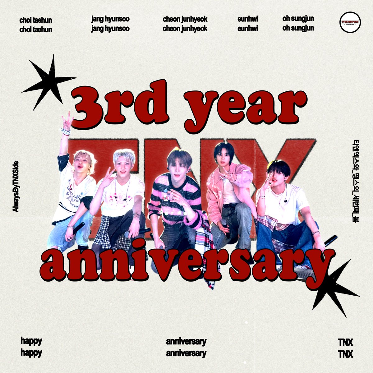 TNX_INA's tweet photo. Happy 3rd Anniversary, TNX! ❤️🎆

TNX's 3rd YEAR ANNIVERSARY 
#티엔엑스와_땡스의_세번째_봄
#AlwaysByTNXSide #TNX_3rdAnniversary #TNX https://t.co/Y5jPfwkMVS