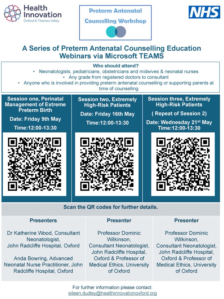 Eileen Dudley (@eileendudley10) on Twitter photo Preterm antenatal counselling is important, difficult but teachable. <a href="/HealthInnovOx/">Health Innovation Oxford & Thames Valley</a> have been holding a series of successful webinars led by clinical experts to address these challenges. Final webinar presented by Prof Dominic Wilkinson is Wed May 21st lnkd.in/eyRqZ32w Preterm antenatal counselling is important, difficult but teachable. <a href="/HealthInnovOx/">Health Innovation Oxford & Thames Valley</a> have been holding a series of successful webinars led by clinical experts to address these challenges. Final webinar presented by Prof Dominic Wilkinson is Wed May 21st lnkd.in/eyRqZ32w