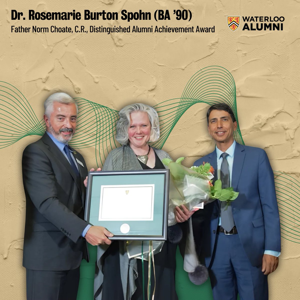 UWaterloo Alumni (@uwaterlooalumni) on Twitter photo Dr. Rosemarie Burton Spohn (BA ’90) is making an impact on students and communities through roles that have advanced Catholic education, earning her the <a href="/StJeromesUni/">St.Jerome's University</a> Father Norm Choate, C.R., Distinguished Alumni Achievement Award
<a href="/UWaterloo/">University of Waterloo</a>
Read more: bit.ly/428wSgW Dr. Rosemarie Burton Spohn (BA ’90) is making an impact on students and communities through roles that have advanced Catholic education, earning her the <a href="/StJeromesUni/">St.Jerome's University</a> Father Norm Choate, C.R., Distinguished Alumni Achievement Award
<a href="/UWaterloo/">University of Waterloo</a>
Read more: bit.ly/428wSgW