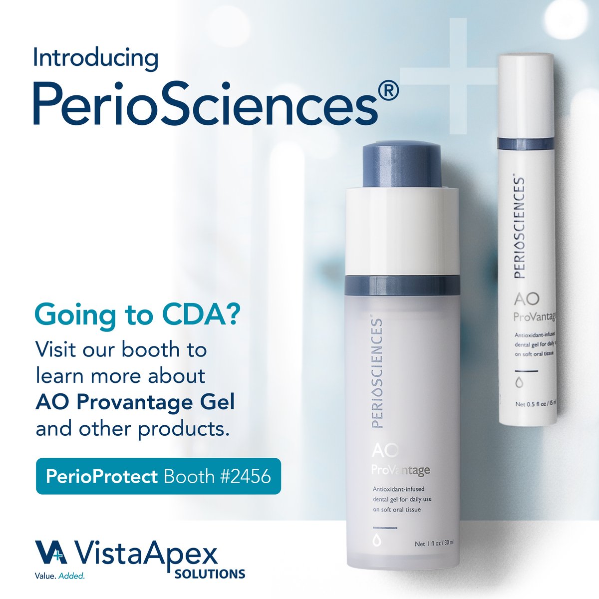 Come see how VistaApex Solutions is reshaping the future of perio care. With PerioProtect® and PerioSciences® now united under one roof, we’re delivering a smarter, more holistic approach to oral health.

📍 Visit Booth #2456 at CDA to discover the power of synergy in action.
