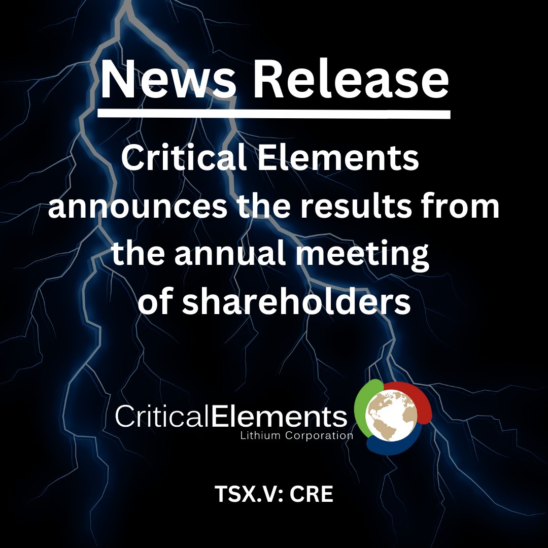 Critical Elements announces the results from the annual meeting of shareholders

cecorp.ca/en/critical-el… 

#CriticalElements #LithiumCharged